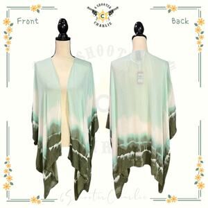 NWT Vince Camuto Women's Green Tie-Dye Shawl Wrap Lagenlook Vacay Cover One Size